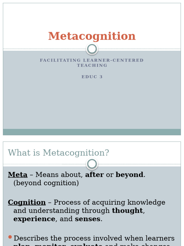 Understanding Metacognition in Learning | PDF | Metacognition | Learning