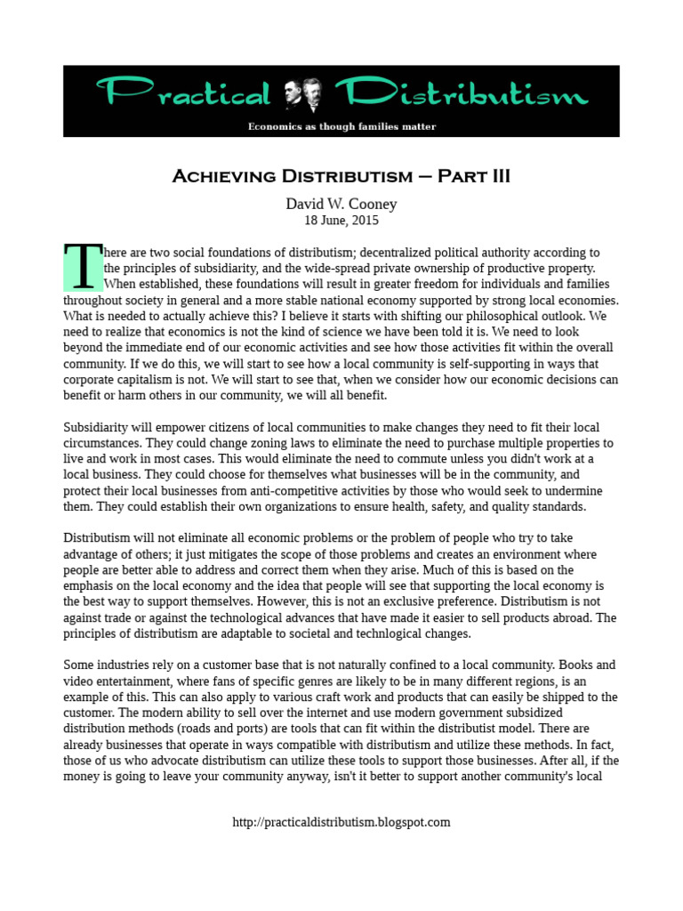 Foundations of Distributism Explained | PDF | Economies