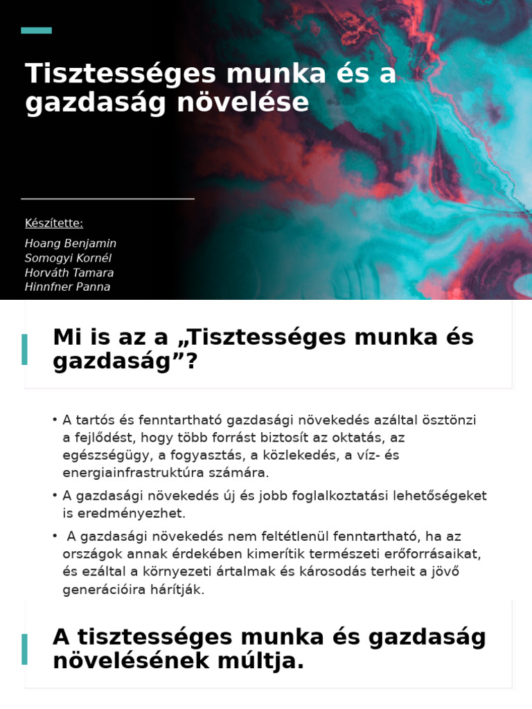 Tisztességes Munka És A Gazdaság Növelése | PDF