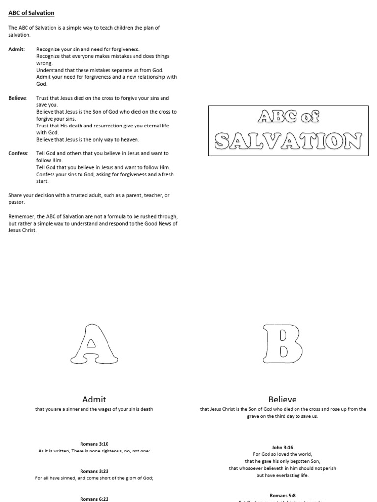 ABCs of Salvation for Kids | PDF | Eternal Life (Christianity) | Salvation