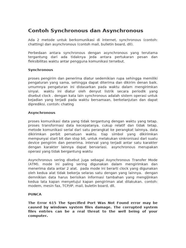 Contoh Synchronous Dan Asynchronous | PDF
