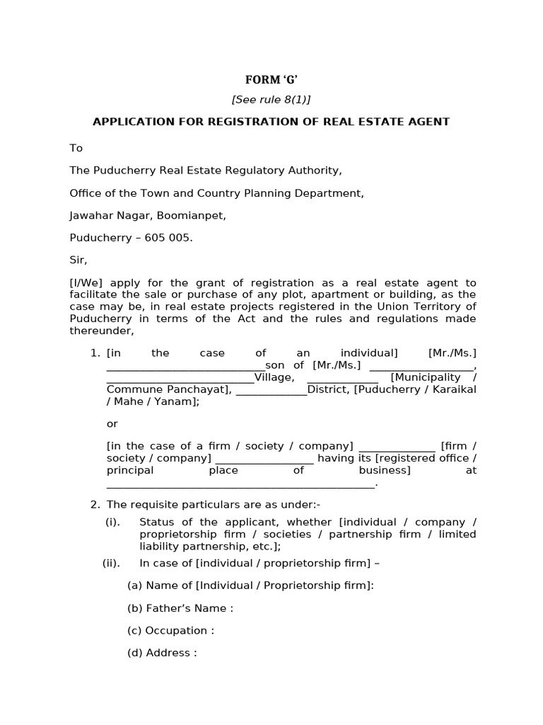 REA Registration Application Form | PDF | Sole Proprietorship | Business