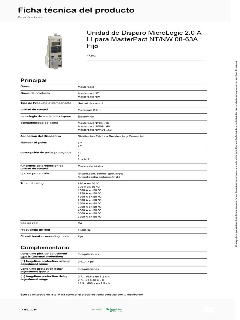 Schneider Electric - MasterPact-NW - 47282 | PDF