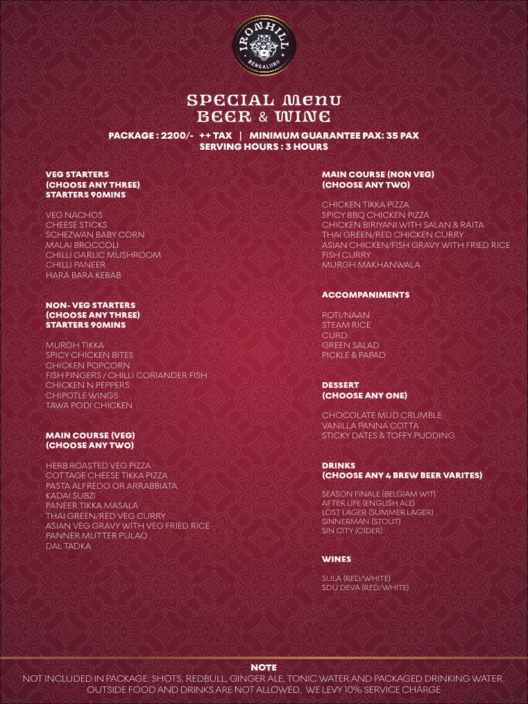 Special Event Menu: Food & Drinks Package | PDF | Curry | Thai Cuisine
