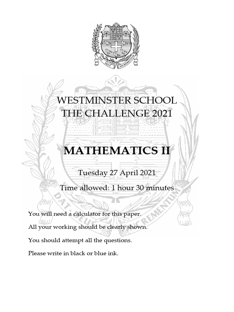 Mathematics II Challenge 2021 | PDF | Pressure | Pascal (Unit)