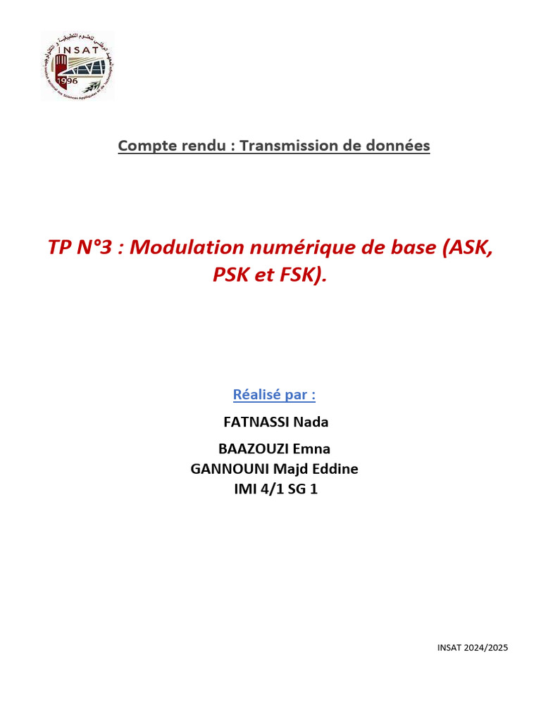 Modulation Numérique : ASK, PSK, FSK | PDF