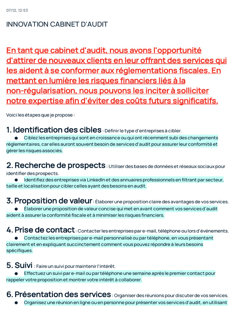 Stratégies d'Audit pour Attirer Clients | PDF | Audit | Business