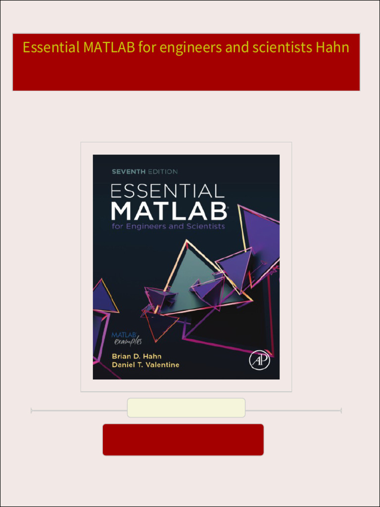 Essential MATLAB for engineers and scientists Hahn 2024 scribd download ...