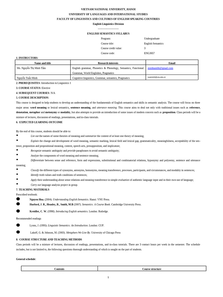 Spring 2024 - Semantics - SYLLABUS | PDF | Semantics | Linguistics