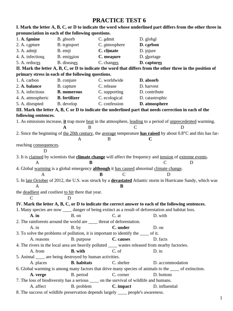 Unit 6 PRACTICE 6 | PDF | Atmosphere | Oceanography