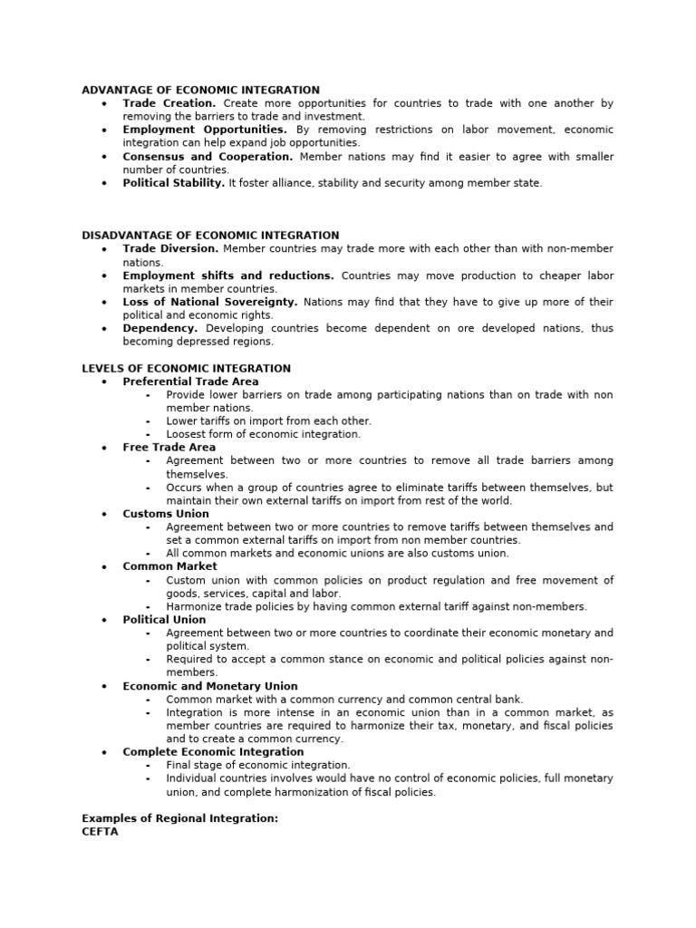 Economic Integration: Pros and Cons | PDF | European Integration | Free ...