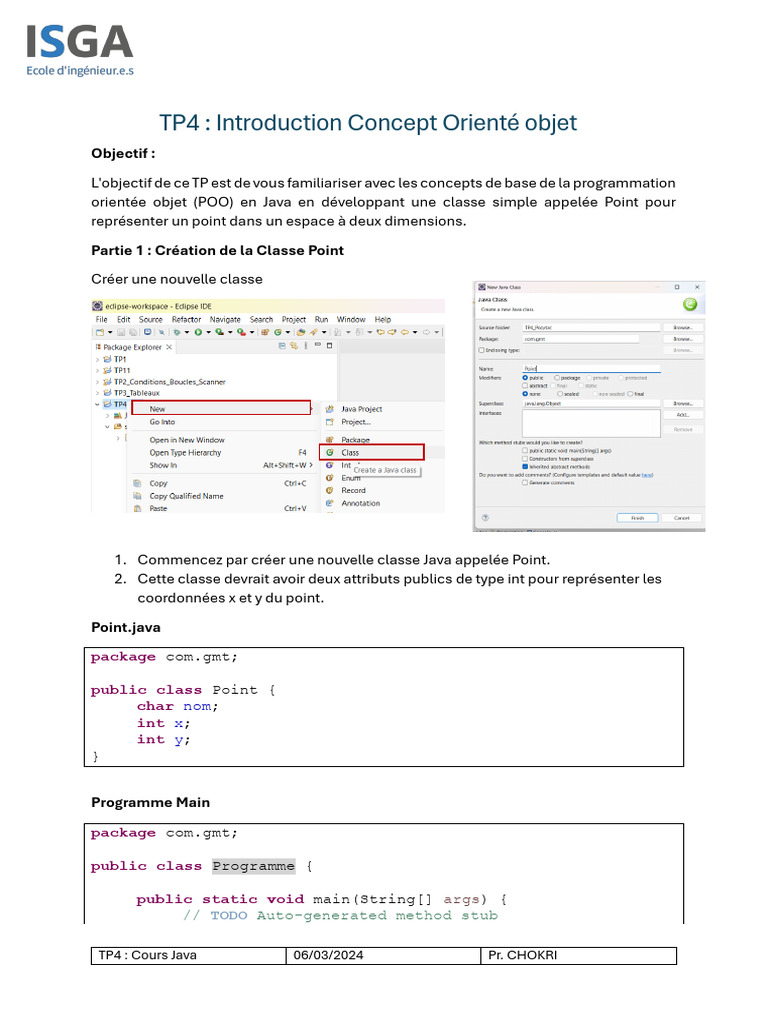 Concepts de POO en Java : Classe Point | PDF | Java (Langage de ...