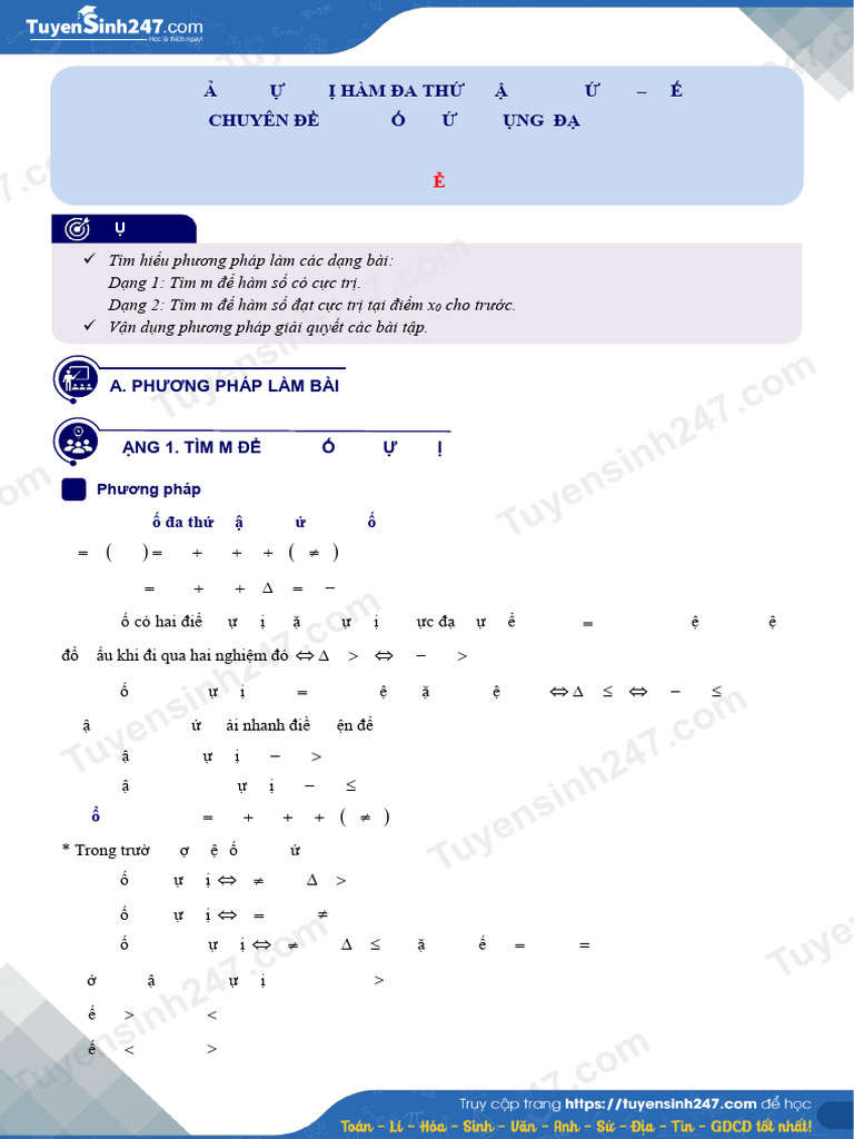 cực trị hàm đa thức bậc 3 chứa m | PDF