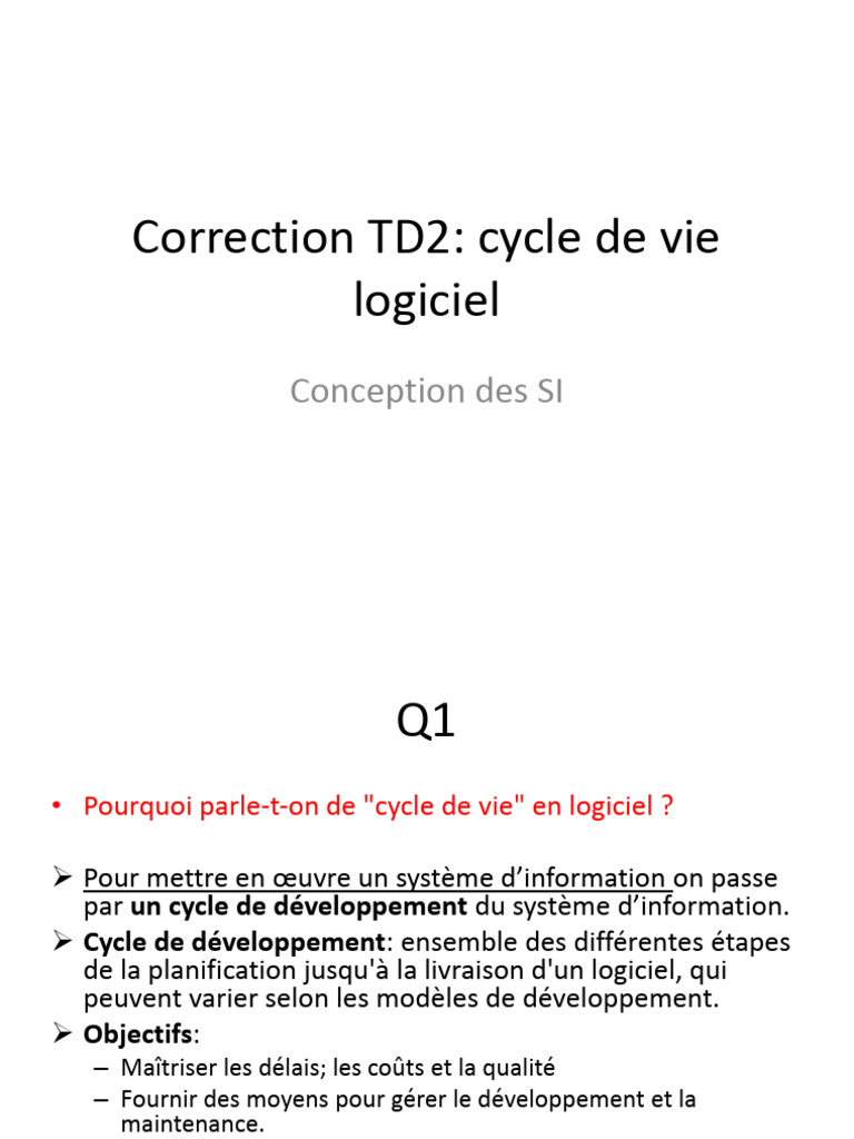 correction TD2-cycle de vie | PDF | Logiciel | Analyse du cycle de vie