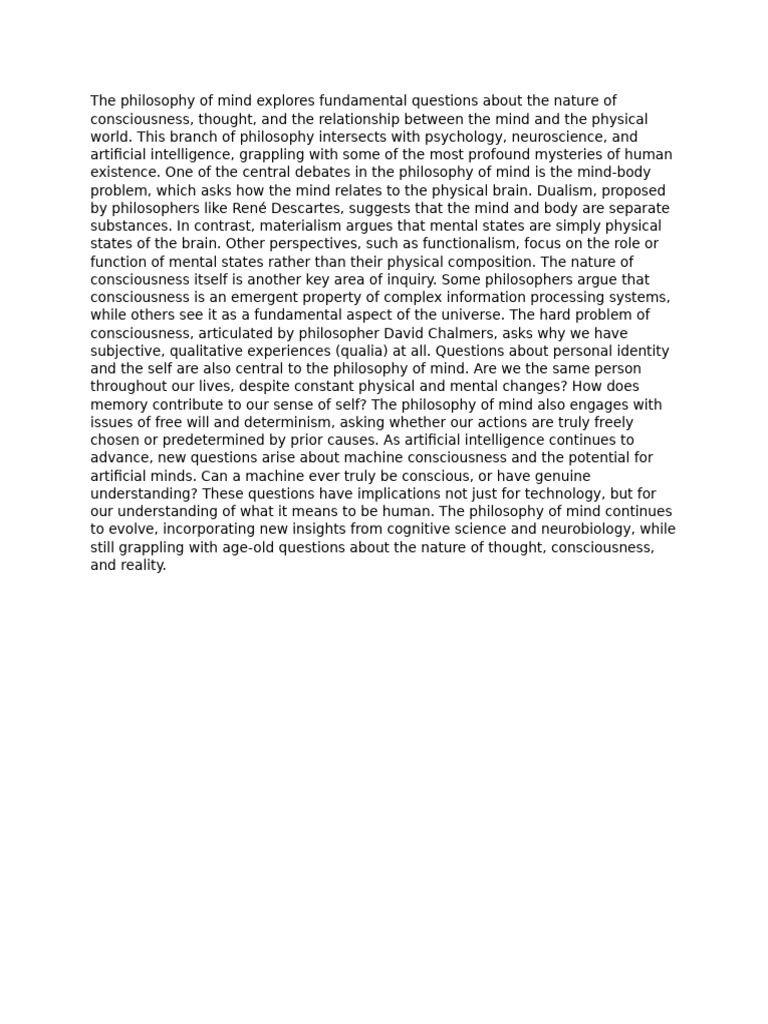 Exploring the Philosophy of Mind | PDF