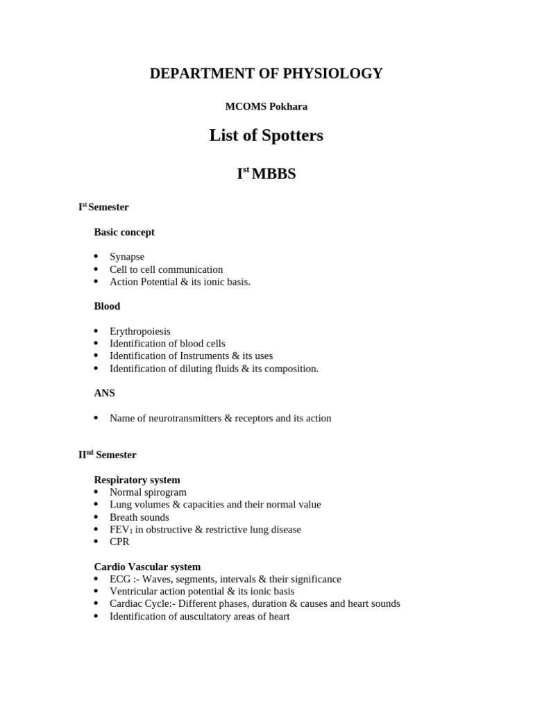 DEPARTMENT OF PHYSIOLOGY | PDF | Nervous System | Heart