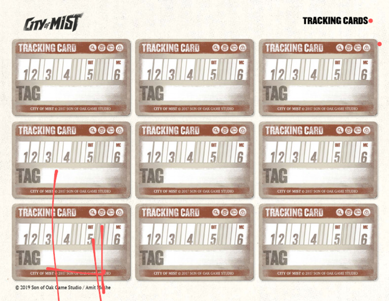 City of Mist RPG - Tracking Cards 2 | PDF