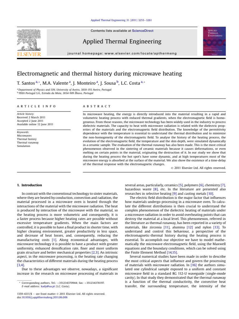 Microwave Heating: Electromagnetic & Thermal Analysis | PDF ...