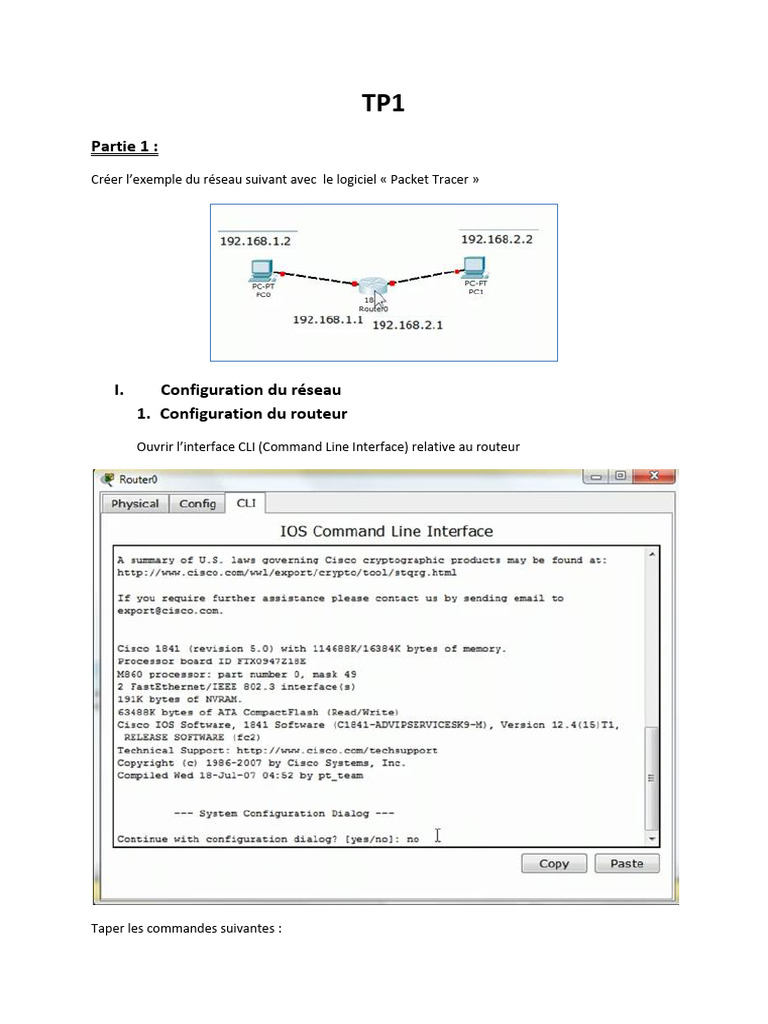 Configuration réseau avec Packet Tracer | PDF | Adresse IP | Enveloppe ...