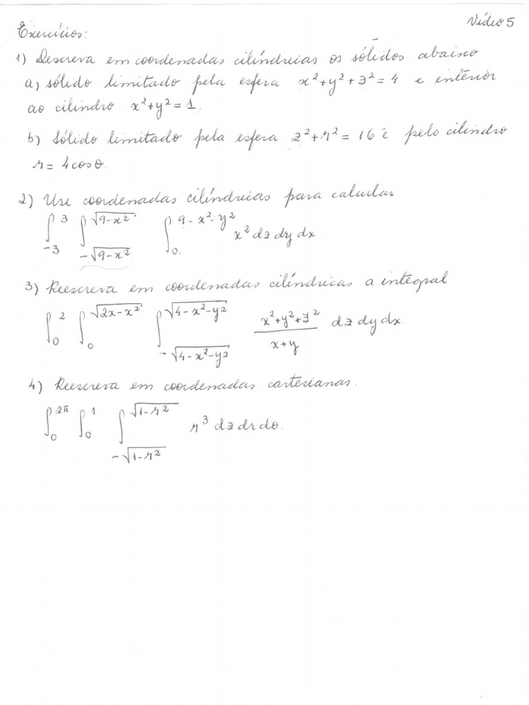 Integral Tripla em Coordenadas Cilíndricas - 5 | PDF
