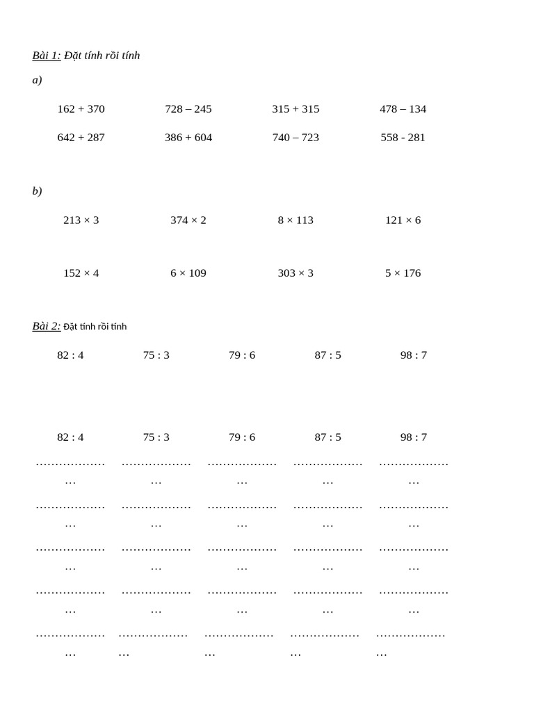 De cuong on tap mon toan lop 3 hoc ki 1 pdf
