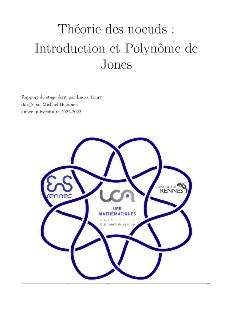 Théorie des noeuds et polynôme de Jones PDF Mathématiques Topologie — free download
