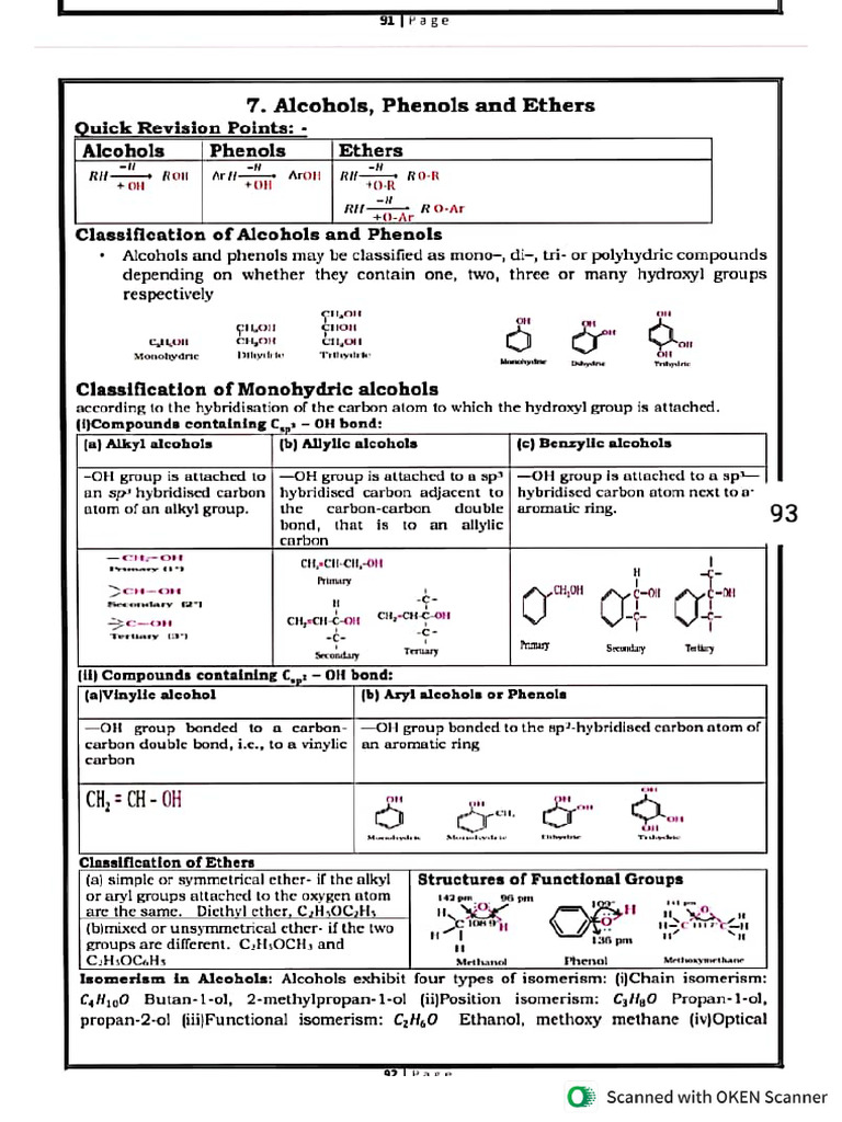 Alcohol Phenol N Ethers | PDF