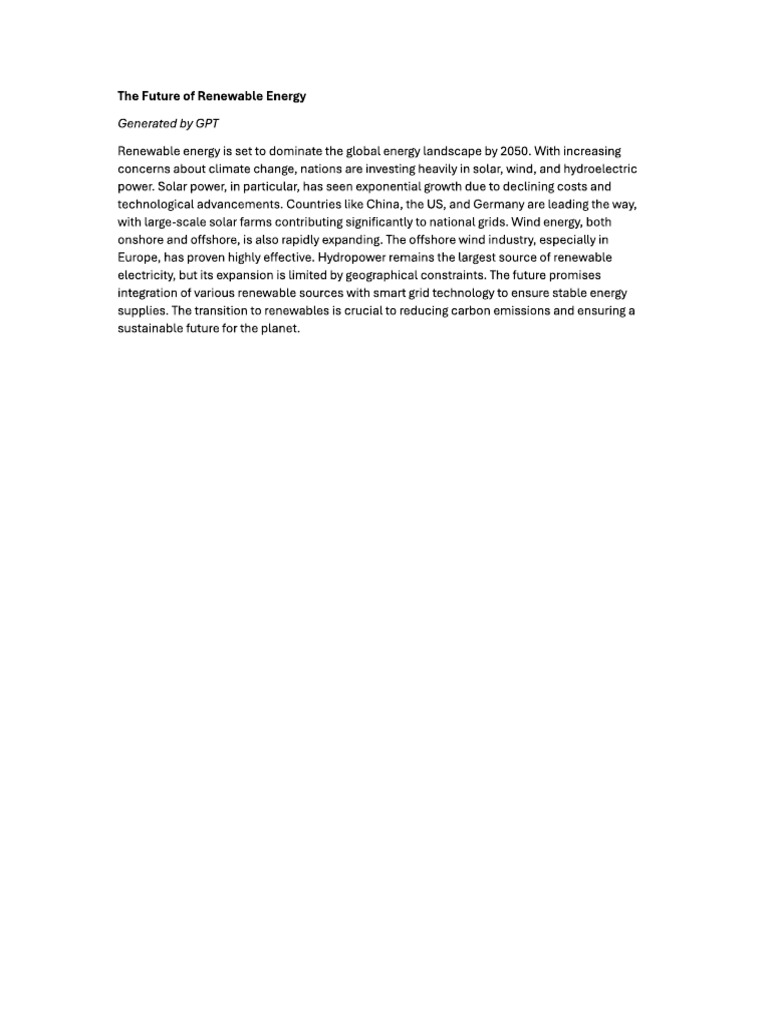 The Future of Renewable Energy | PDF