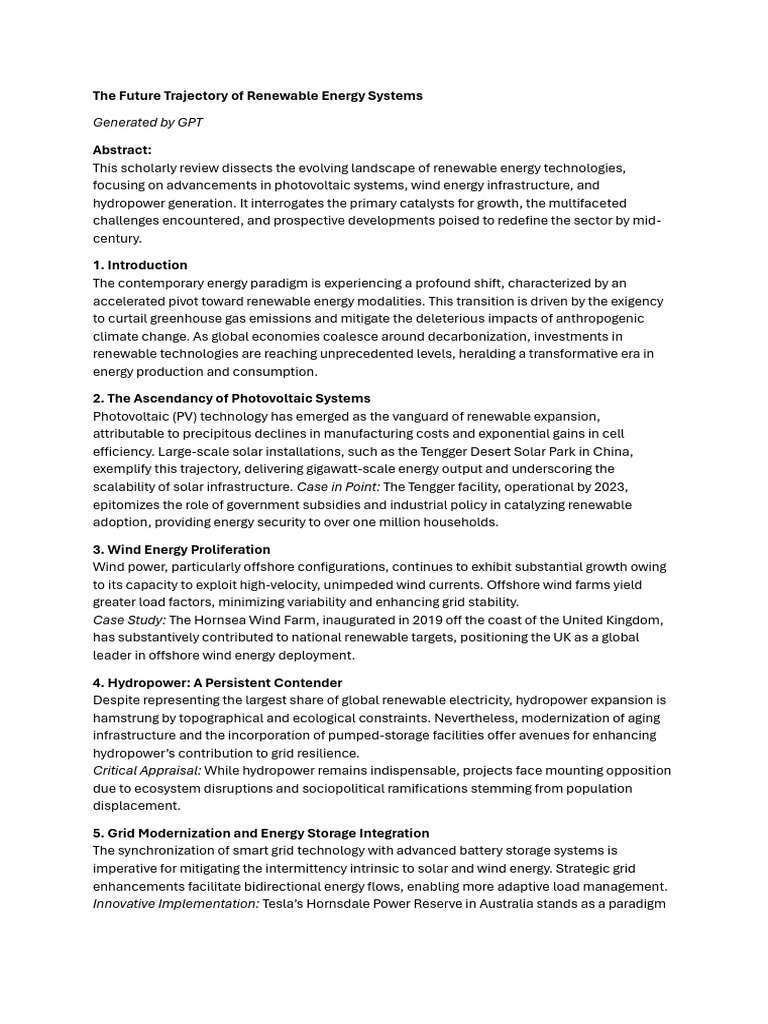 Future of Renewable Energy Systems | PDF | Renewable Energy | Climate ...