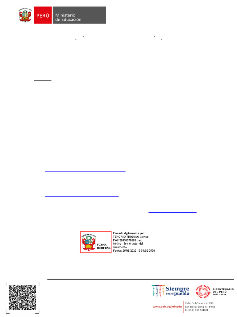 Oficio Multiple 00039 2022 Minedu VMGP Dite | PDF