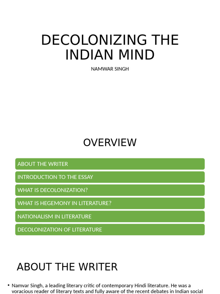 Decolonizing the Indian Mind Explained PDF