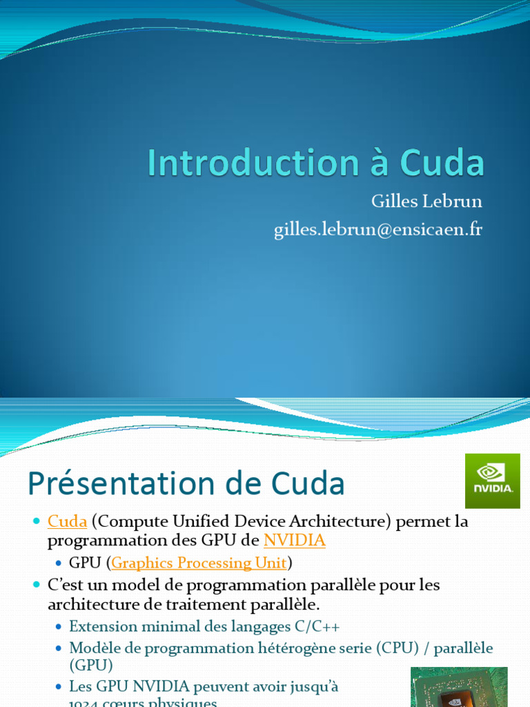 Introduction à CUDA et programmation GPU | PDF | Processeur graphique ...
