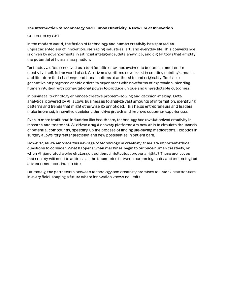 Technology Enhancing Human Creativity | PDF