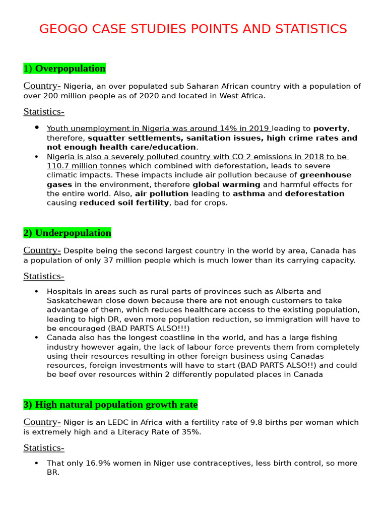 Global Population Dynamics Case Studies | PDF | Human Migration ...