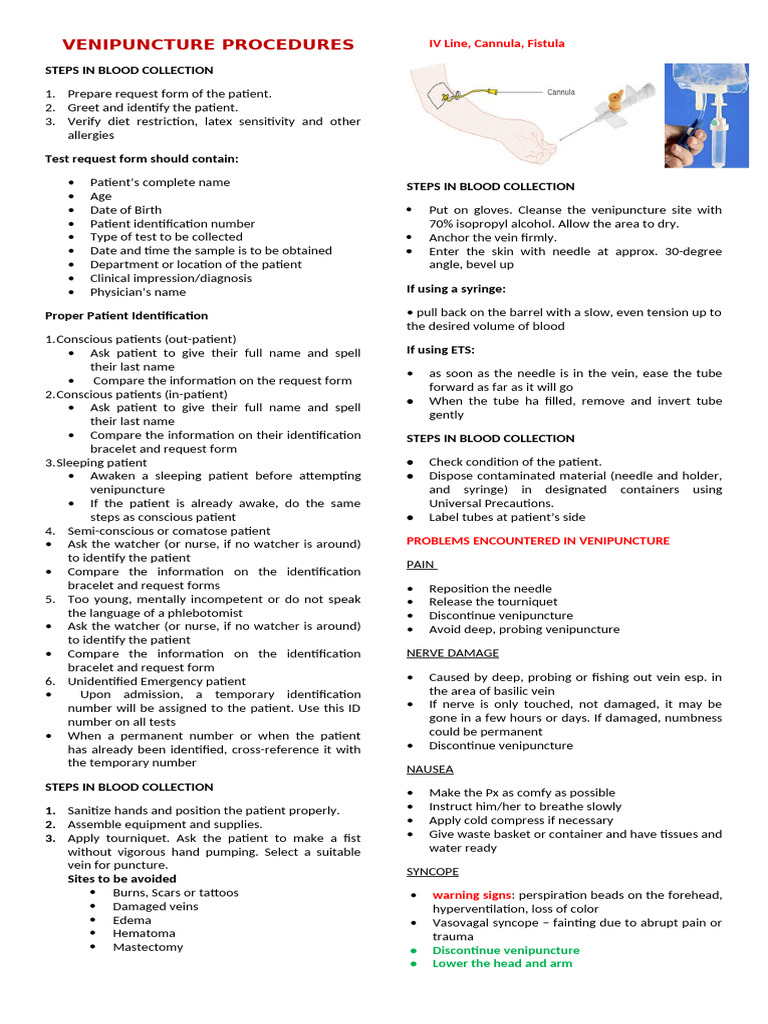 Venipuncture Procedures Guide | PDF | Clinical Medicine | Medical ...