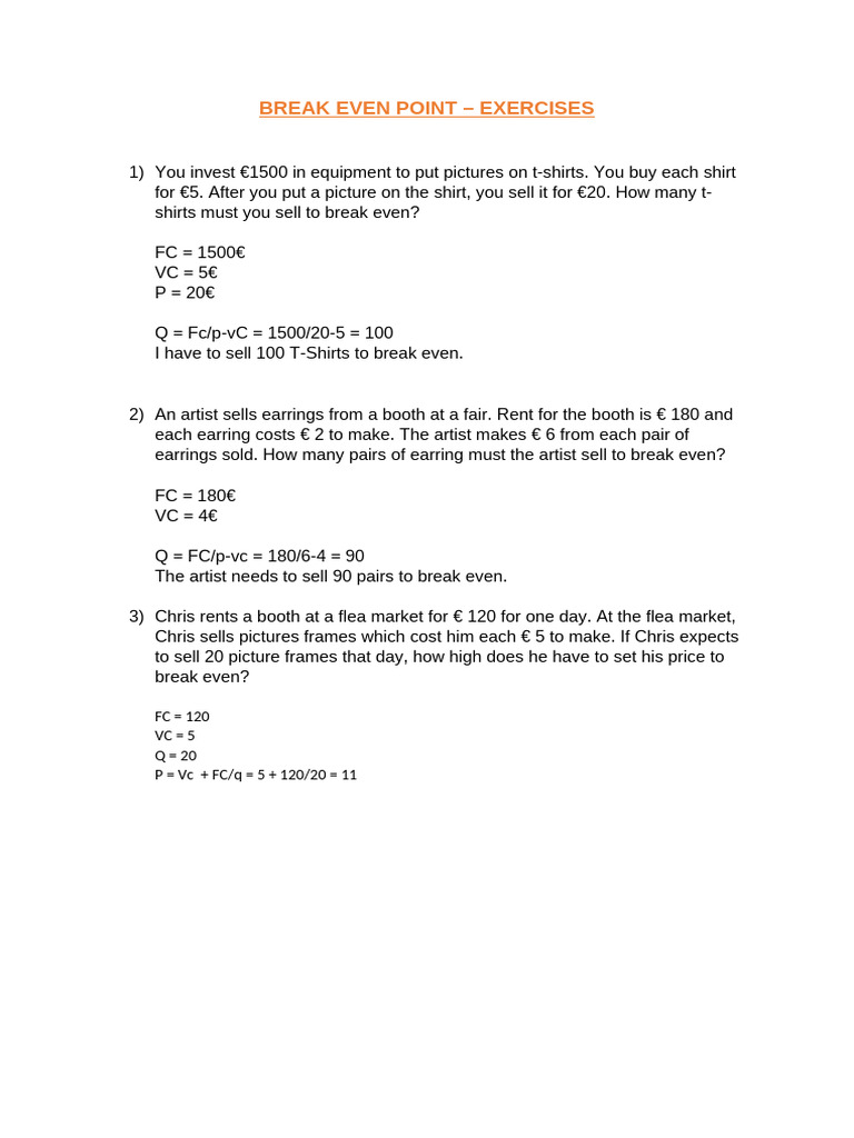 BE Point Exercises | PDF