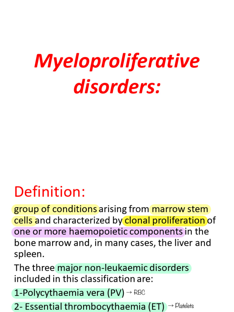 Lec 9 Myeloproliferative Disorders | PDF | Causes Of Death | Clinical ...