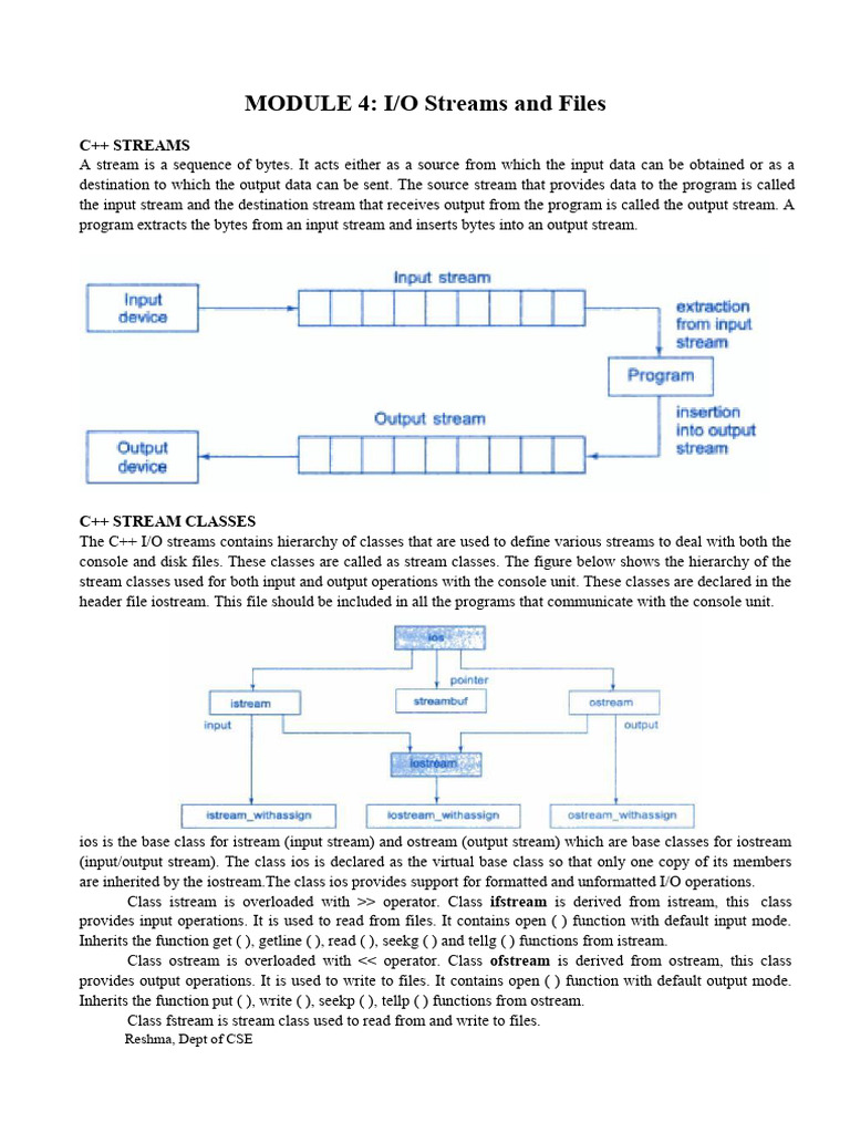 C++ I/O Streams and File Handling Guide | PDF | Input/Output | Computer ...