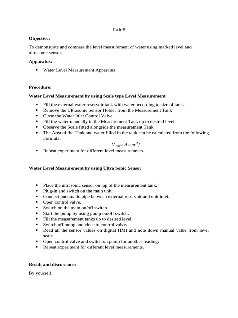 Water Level Measurement Techniques | PDF