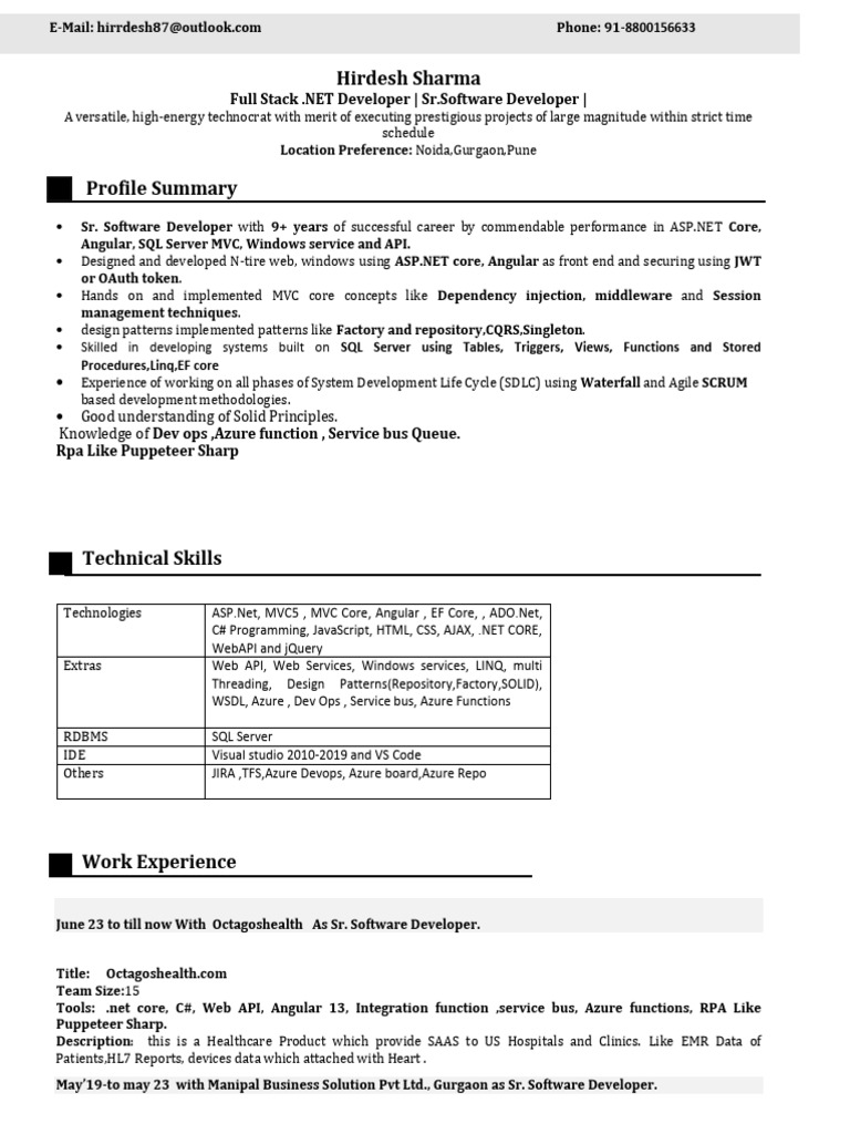 Full Stack .NET Developer Profile | PDF | Language Integrated Query ...