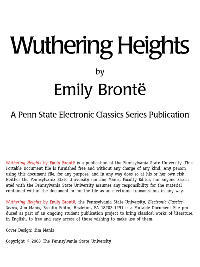 Wuthering Heights | PDF | Wuthering Heights | Heathcliff (Wuthering ...