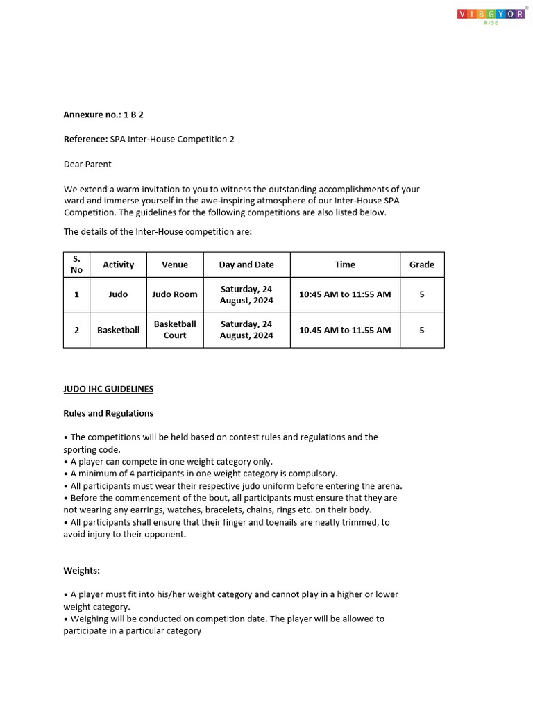 Inter-House SPA Competition Details | PDF