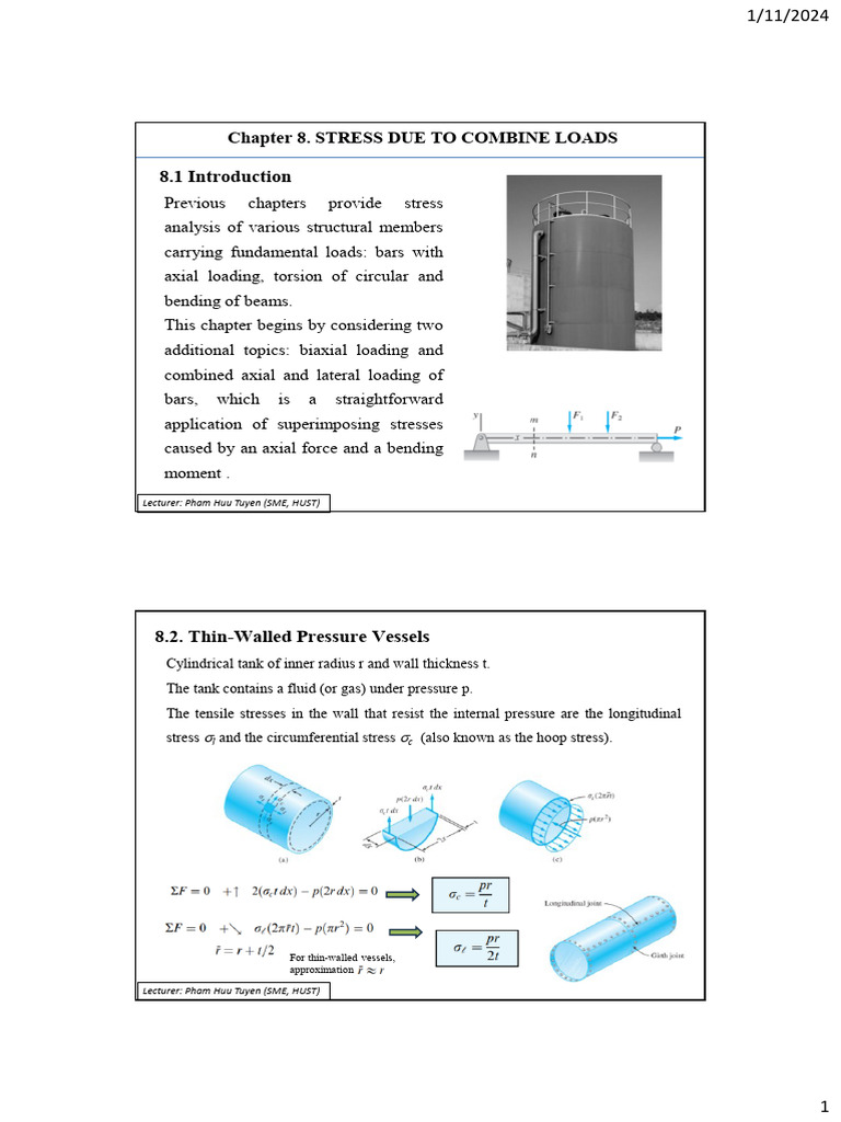 Chapte 8 Stresses Due To Combined Loads | PDF