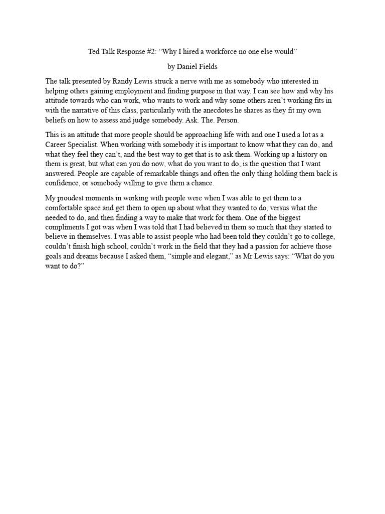 Ted Talk Response 2 | PDF