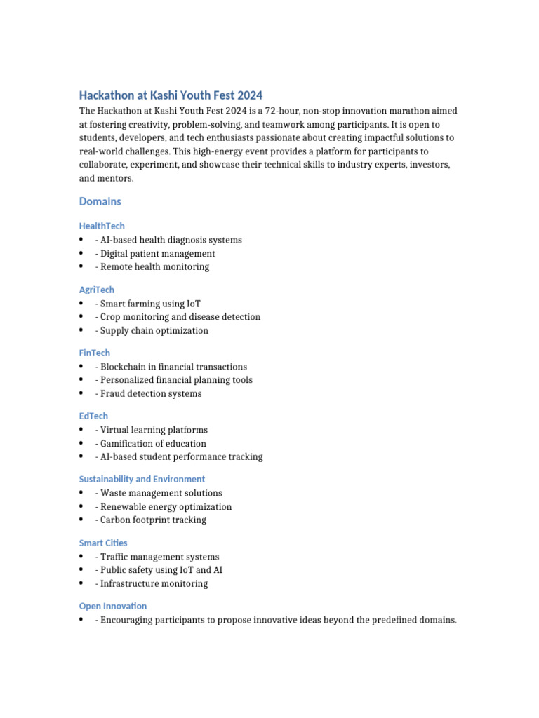 Hackathon Kashi Youth Fest 2024 | PDF