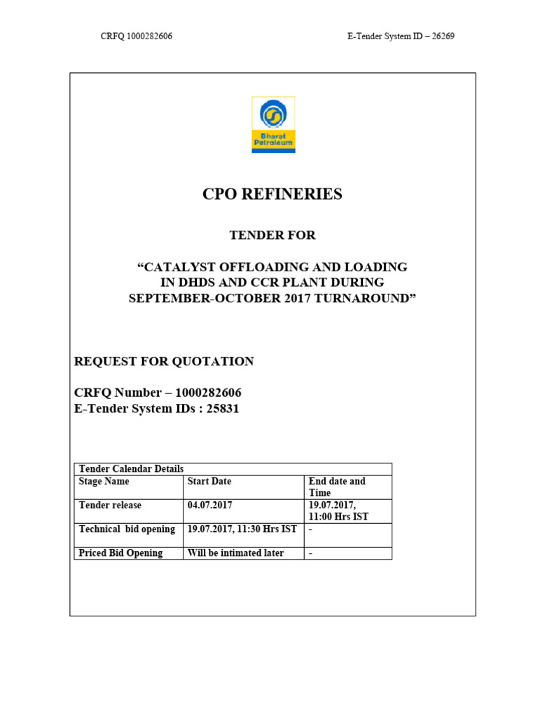 Tender Catalyst Loading CCR A2c1d8 | PDF | Auction | Taxes
