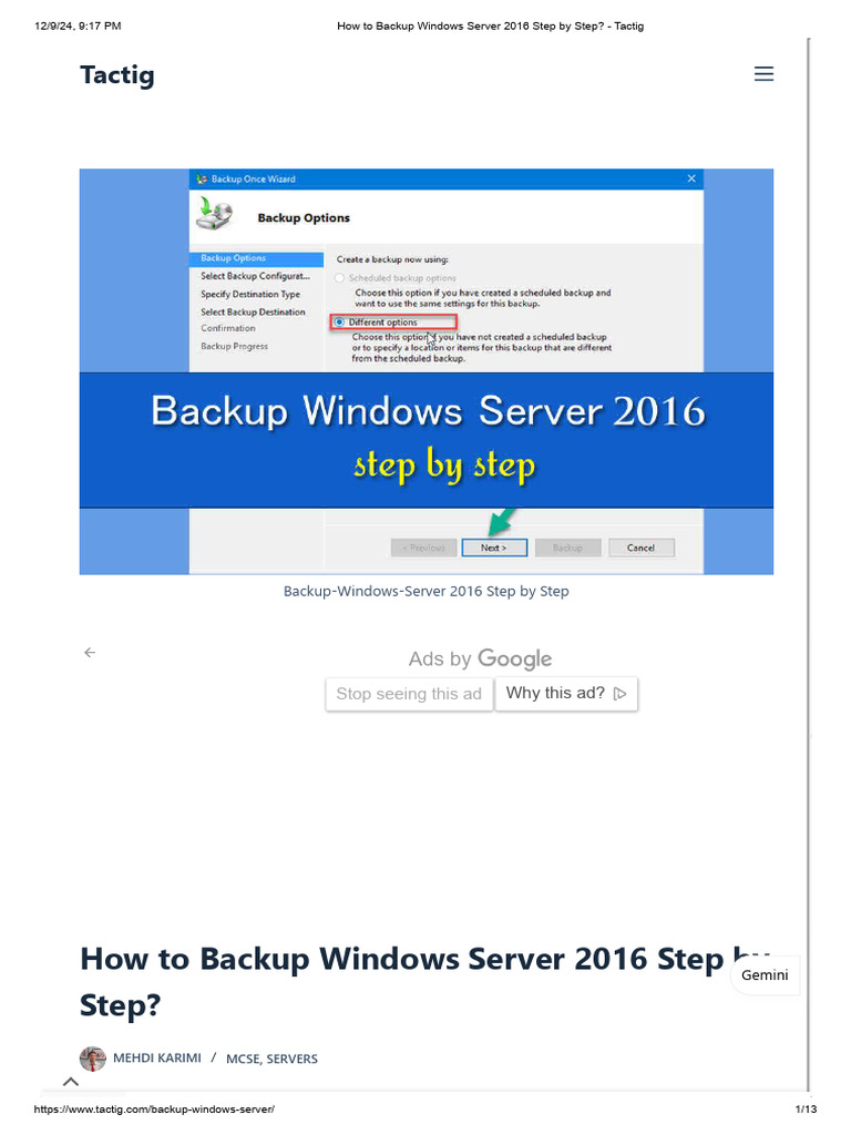 How to Backup Windows Server 2016 Step by Step | PDF | Backup ...