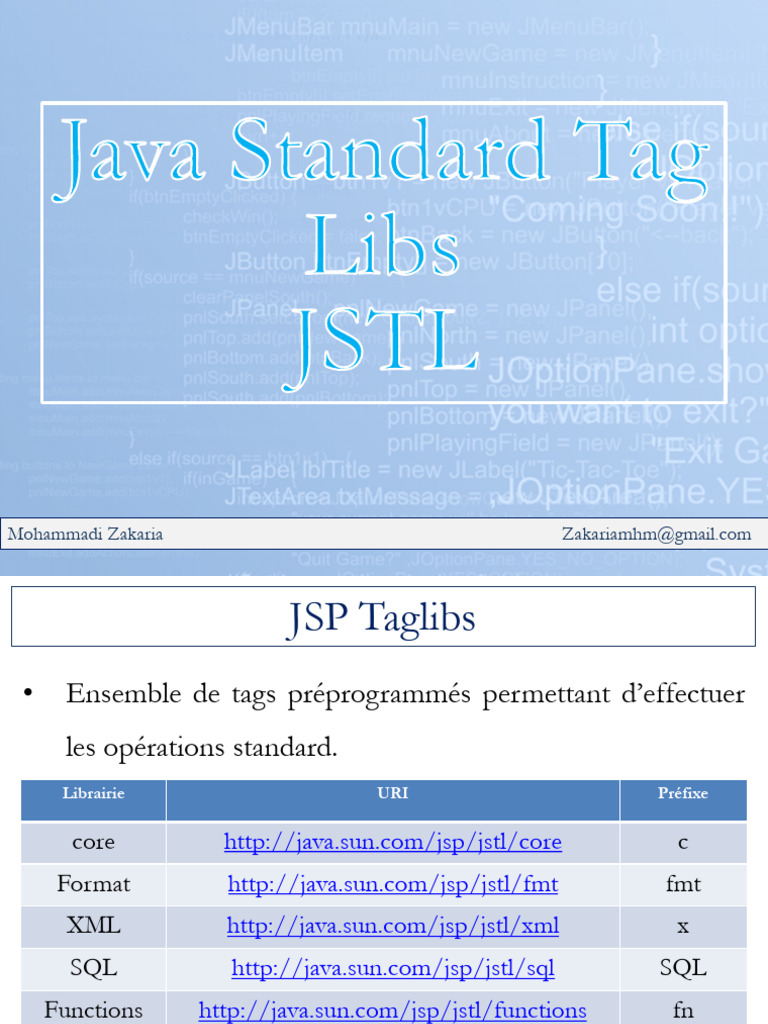 Introduction à JSTL et ses Tags | PDF | Programmation informatique ...