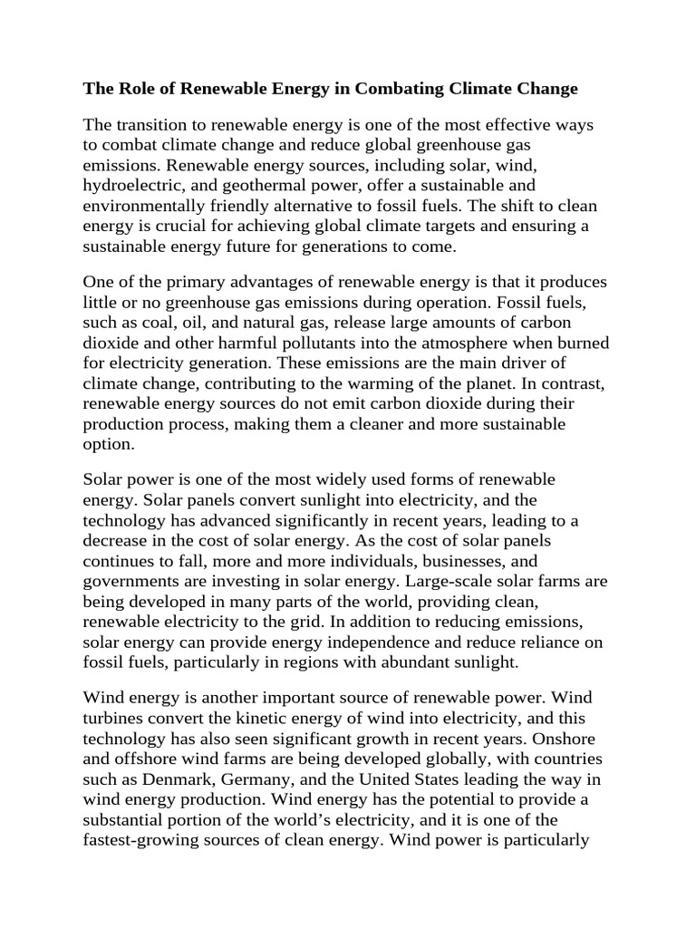 Renewable Energy's Impact on Climate Change | PDF | Energy Development ...