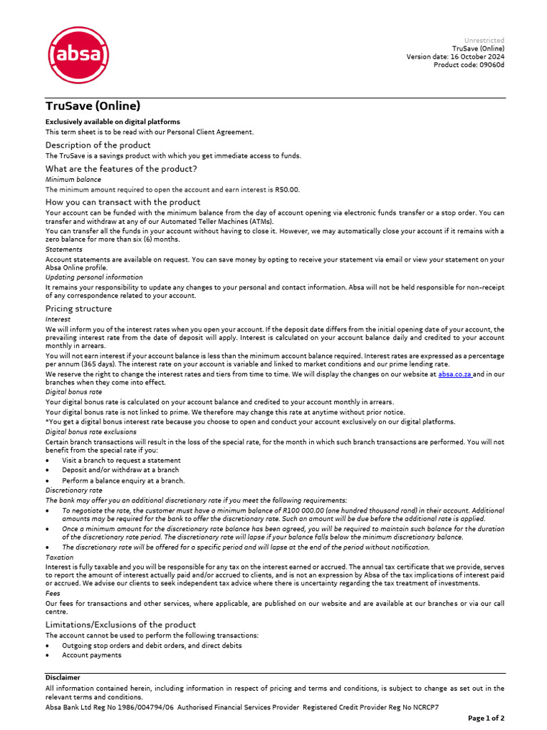 Trusave online pdf interest banks